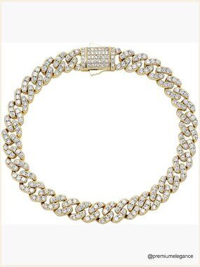 10" Gold Cuban Link Anklet 8mm Iced CZ Ankle Bracelet Chunky Spring Ring